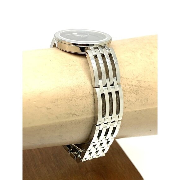 Movado Women's Watch 0607051 Esperanza Black Dial Swiss Quartz Silver Steel 28mm - Picture 11 of 13